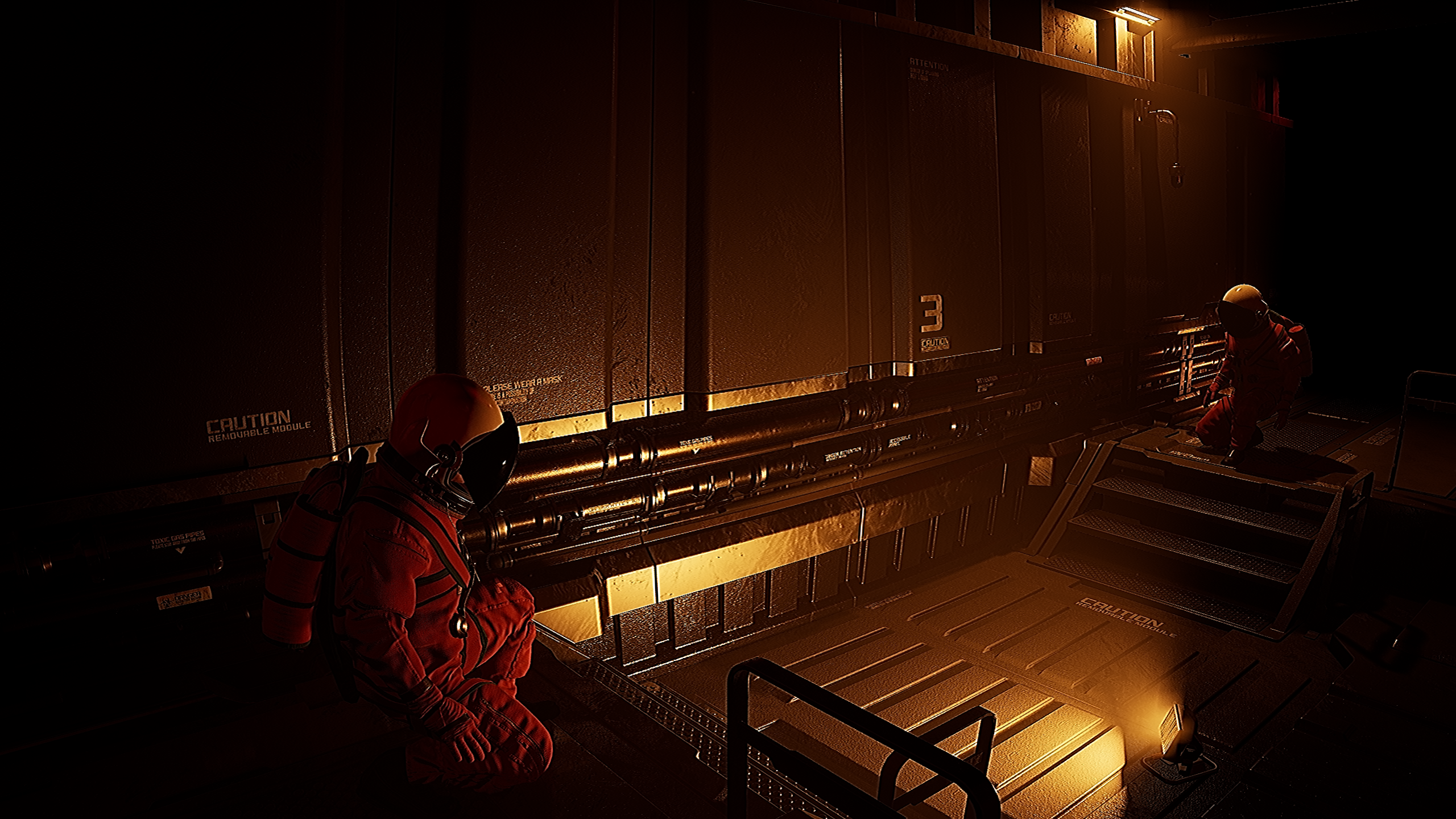 Blood Moon Horror game background: Atmospheric lunar base space station with blood moon and stars in 1-8 player co-op psychological horror game