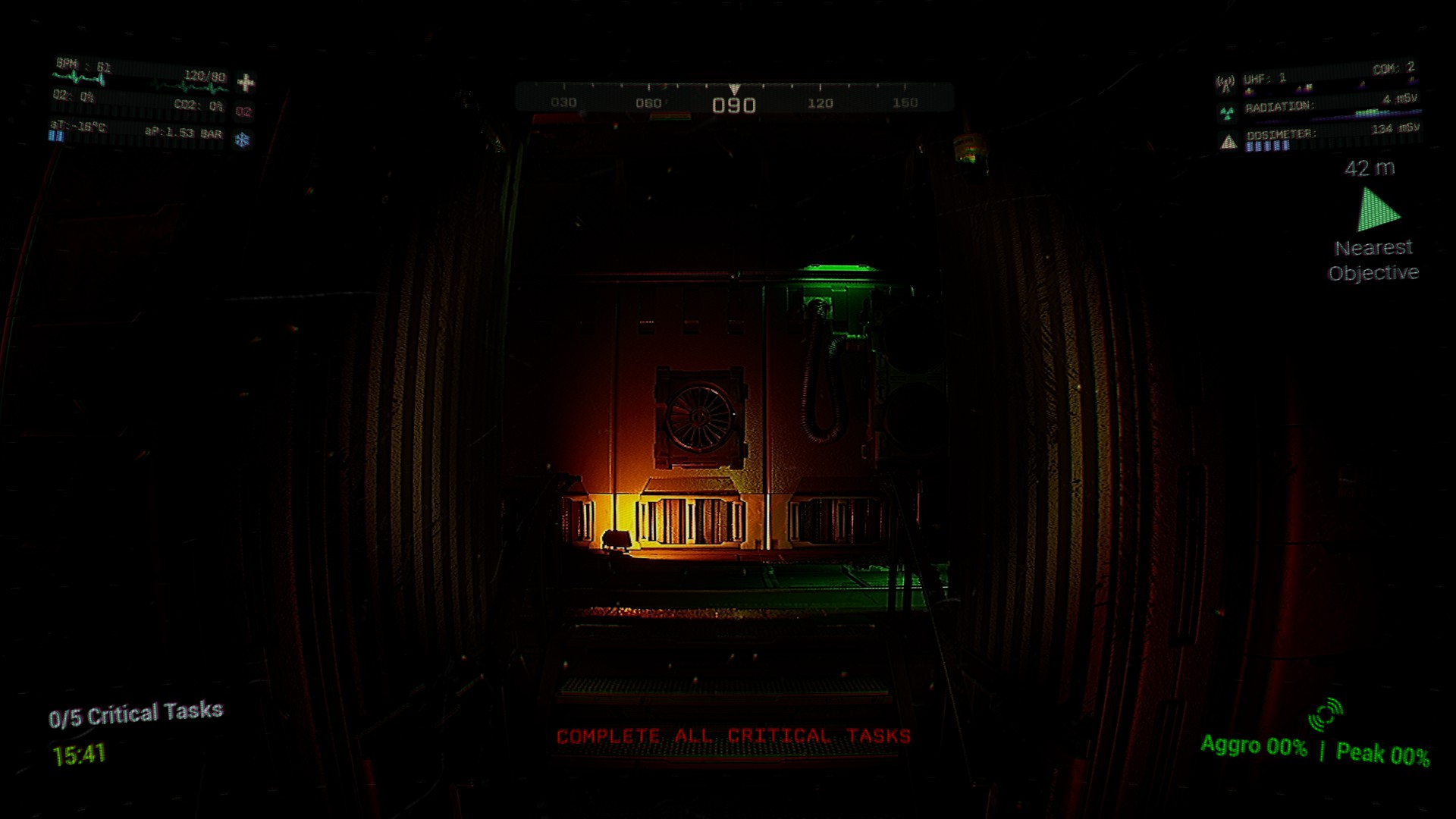 Blood Moon Horror co-op gameplay screenshot: Squad of players repairing fuse panel puzzle inside control room during multiplayer horror mission